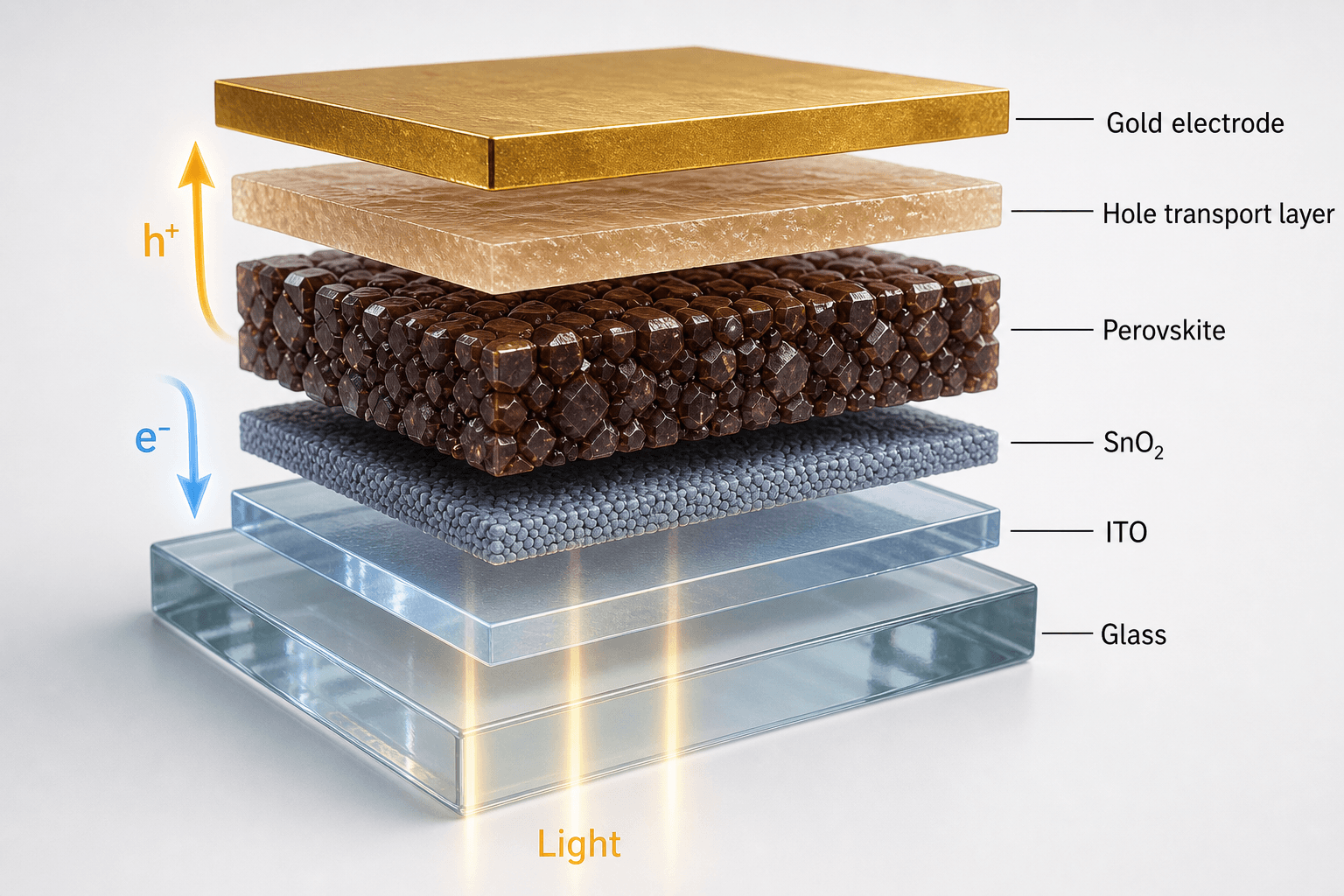 AI-generated 3D exploded perovskite solar-cell layer stack