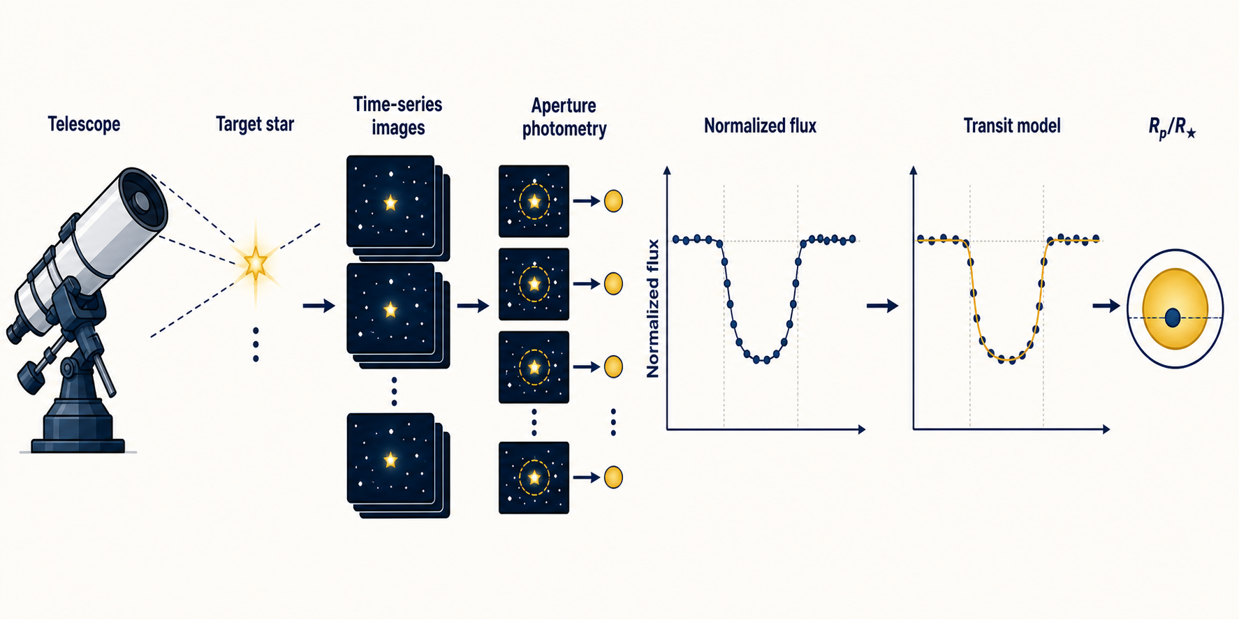 Flat scientific figure: Exoplanet photometry